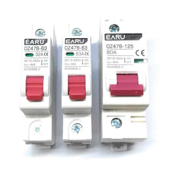 Magnetotérmico Corriente continua carril DIN DC12V-500V